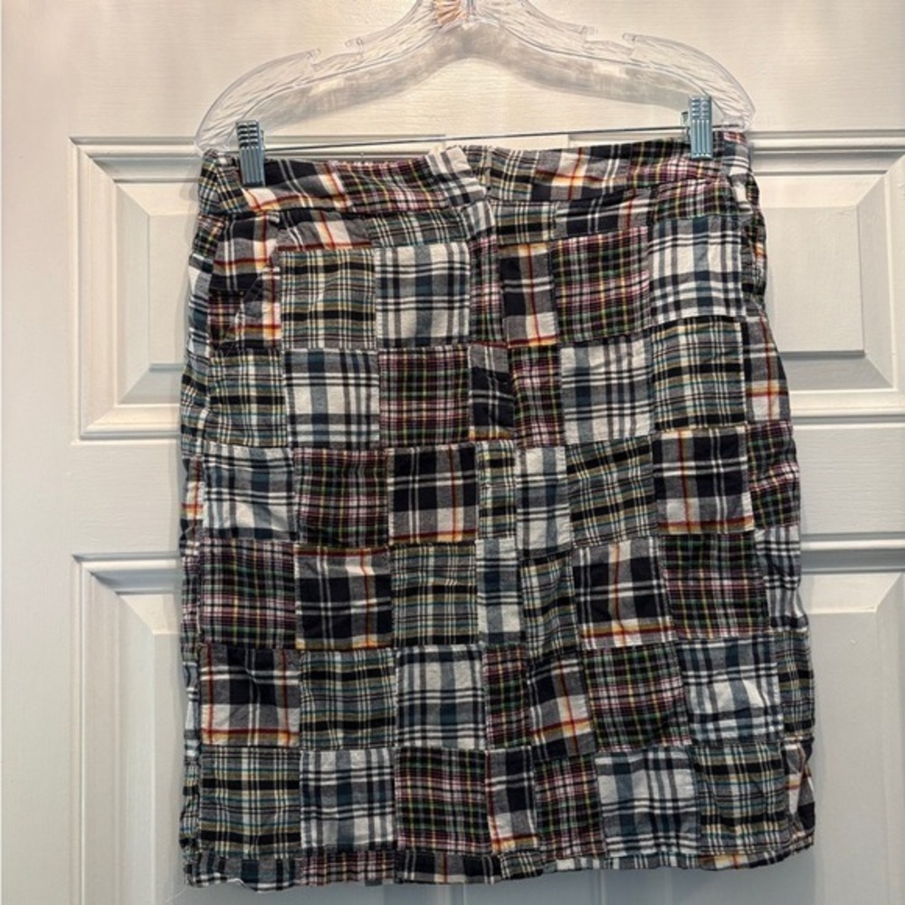Tweed Women's Madras Print Mini Skirt Multi Color Cotton Preppy Size 8 90s Style